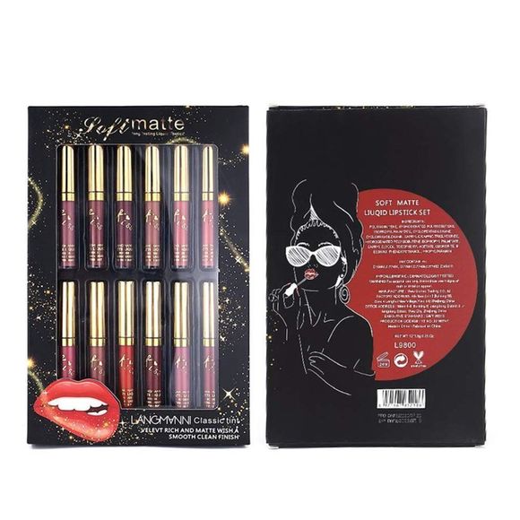 12Pcs/Set Velvet Makeup Classic Waterproof Matte Liquid Lipstick - Picture 5 of 6